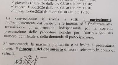 Comunicato Urgente - Convocazione Candidati